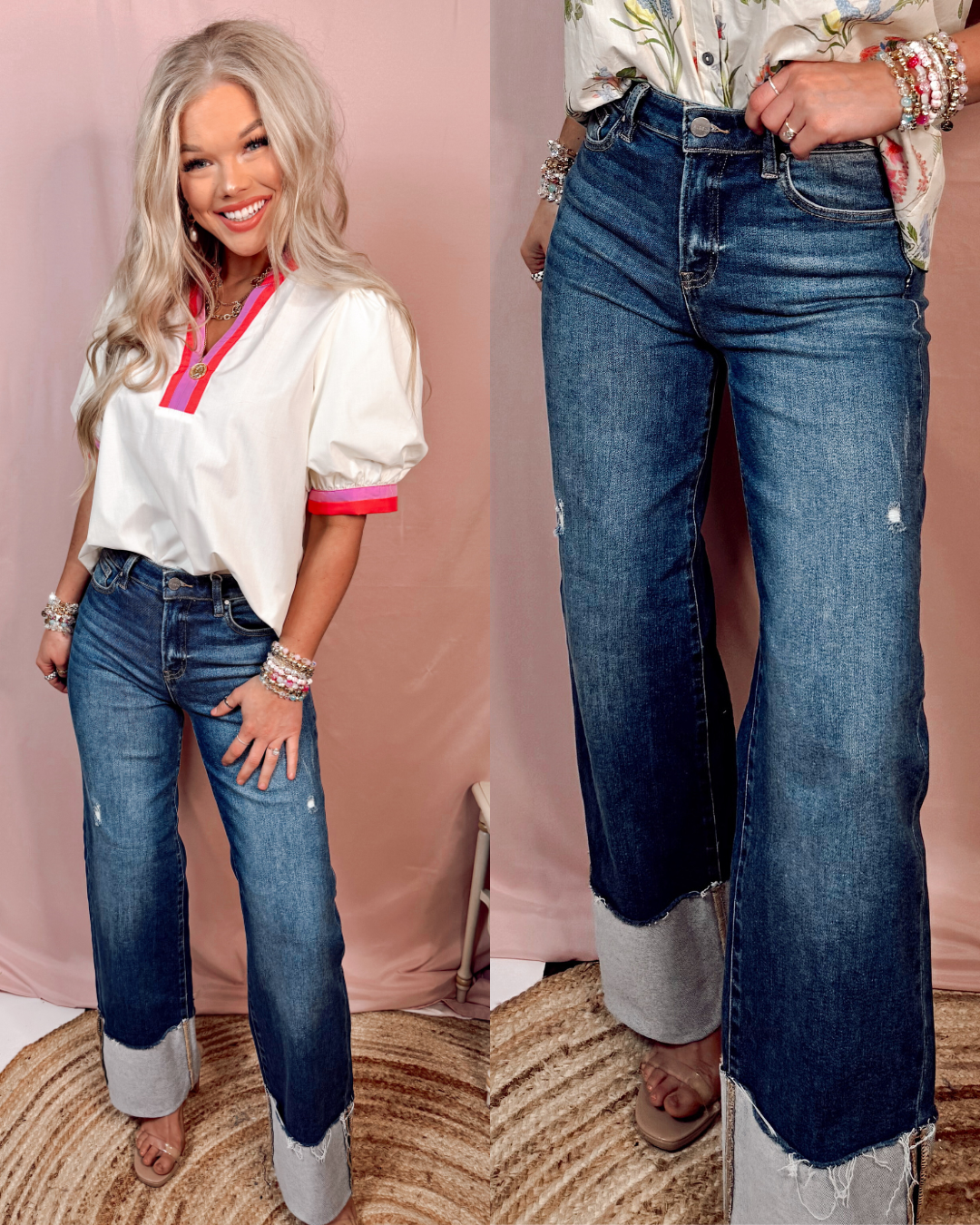 Blue Jean Baby High Rise Wide Leg Cuff Jeans