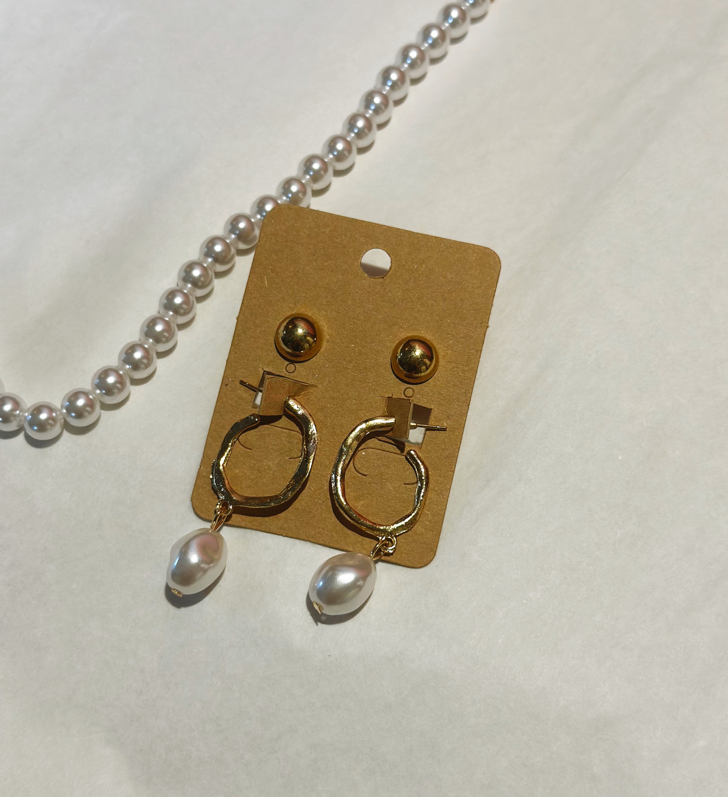 Poet's Pearls Hoop & Stud Set - Gold