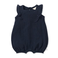Dotted Muslin Romper - Midnight