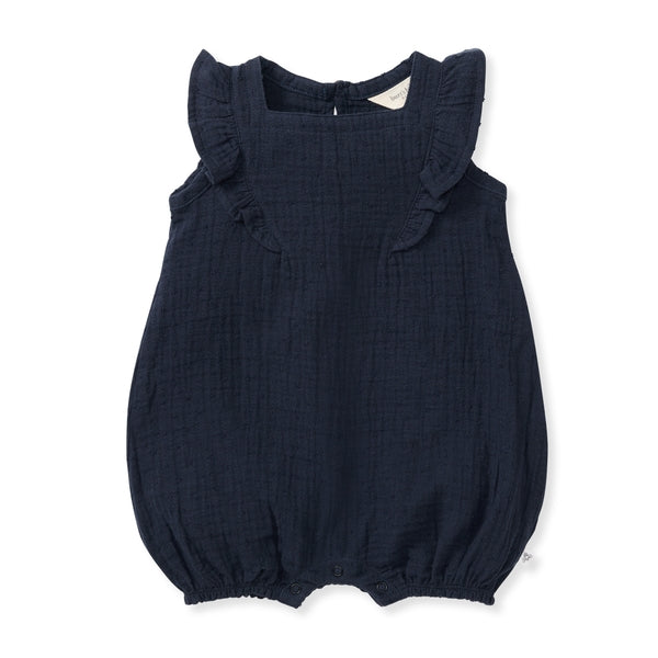 Dotted Muslin Romper - Midnight