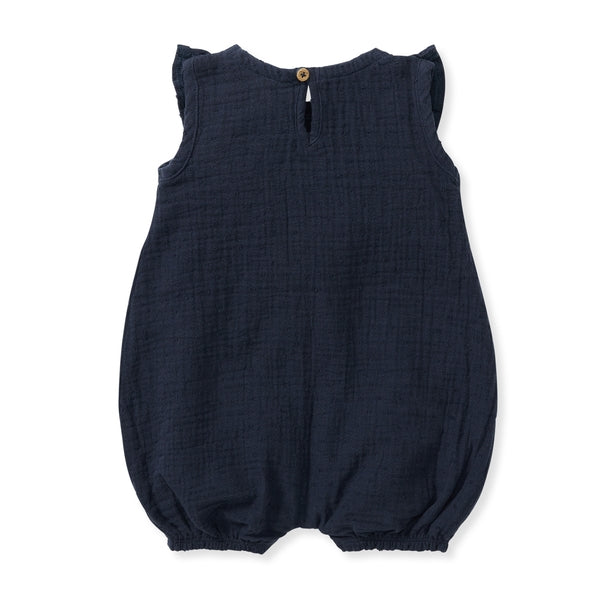 Dotted Muslin Romper - Midnight