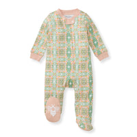 Floral Tile Sleep & Play Footed - Apple Blossom