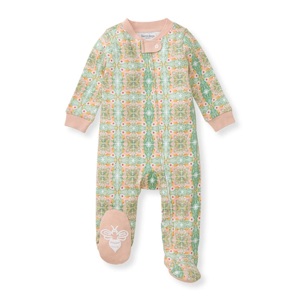 Floral Tile Sleep & Play Footed - Apple Blossom