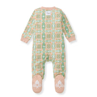 Floral Tile Sleep & Play Footed - Apple Blossom