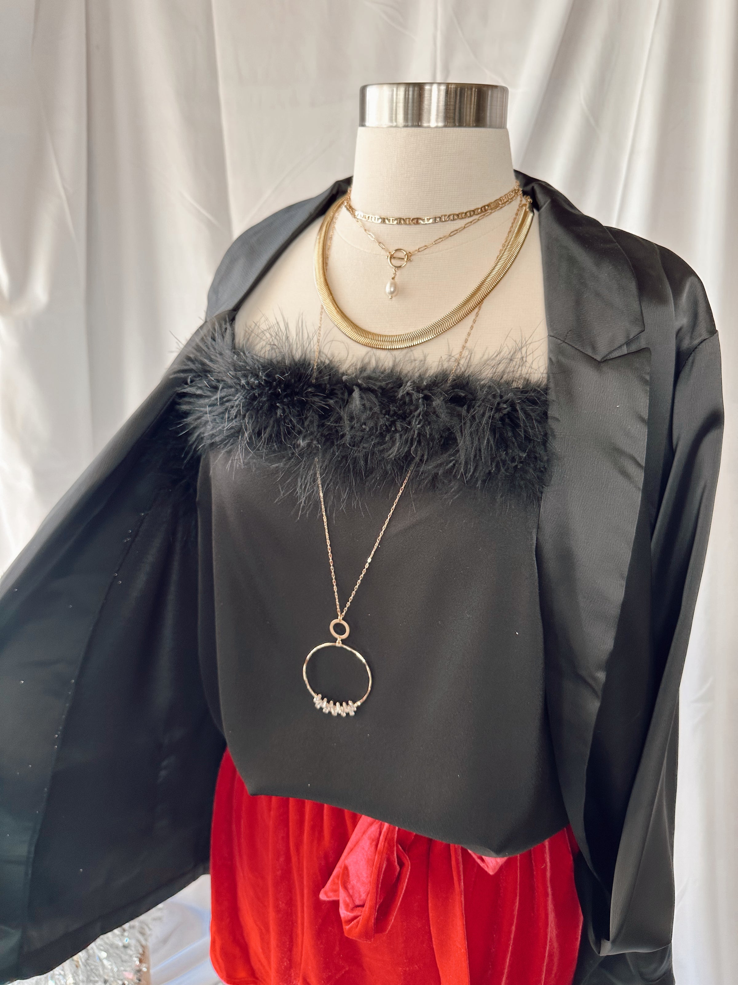 Night Of Luxury Feather Tank- Black