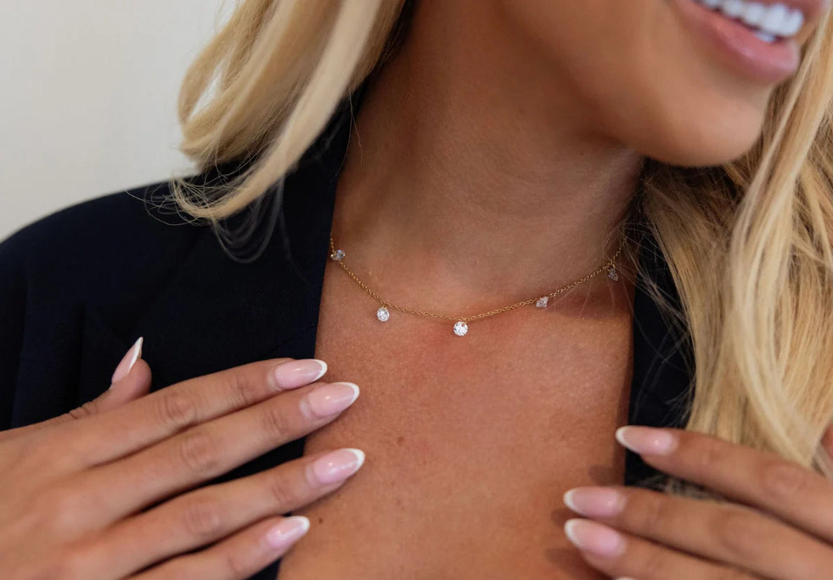 The Summer Dainty Delicate Crystal Drop Charm Water Resistant Necklace