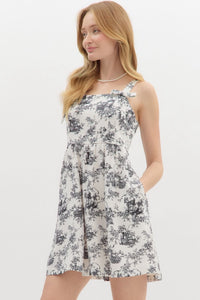 To The Courtyard Floral Mini Dress - Black