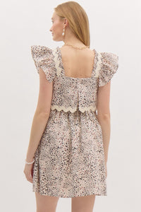 Stunning & Alluring Leopard Print Ruffle Mini Dress w Pockets