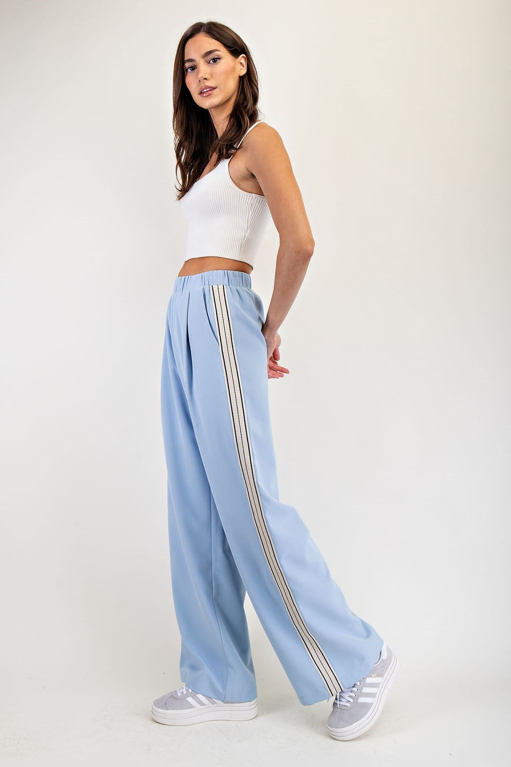 Sidetracked Stripe Pants - Light Blue