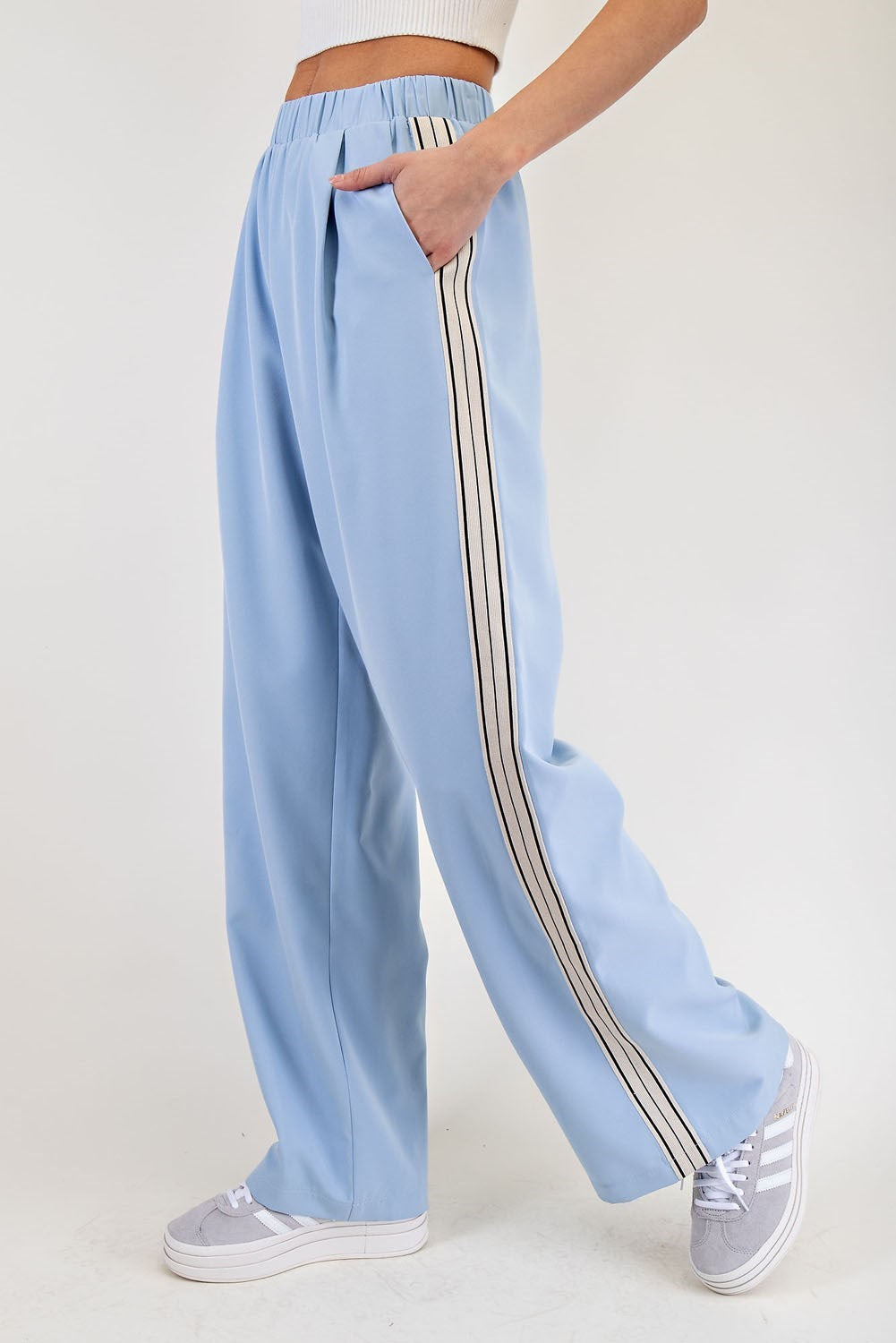 Sidetracked Stripe Pants - Light Blue