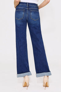 Dally Dark Wash - Tummy Control High Rise Cuffed Jeans