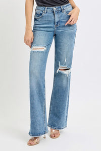 Davidson Distressed High Rise - Wide Leg Jeans