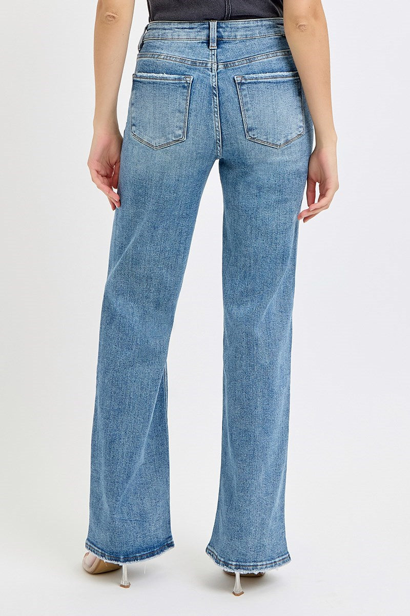 Davidson Distressed High Rise - Wide Leg Jeans