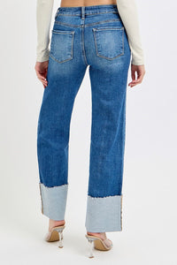 Blue Jean Baby High Rise Wide Leg Cuff Jeans