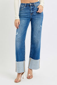 Blue Jean Baby High Rise Wide Leg Cuff Jeans