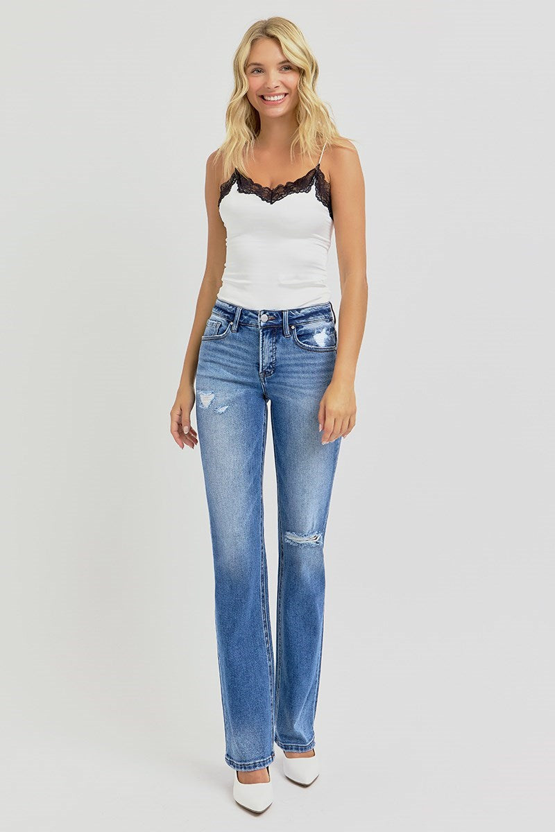 Downtown Distressed High Rise Ankle - Straight Leg Jeans