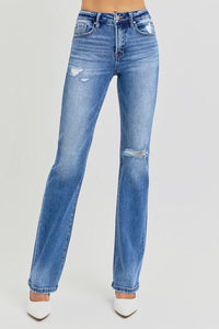 Downtown Distressed High Rise Ankle - Straight Leg Jeans