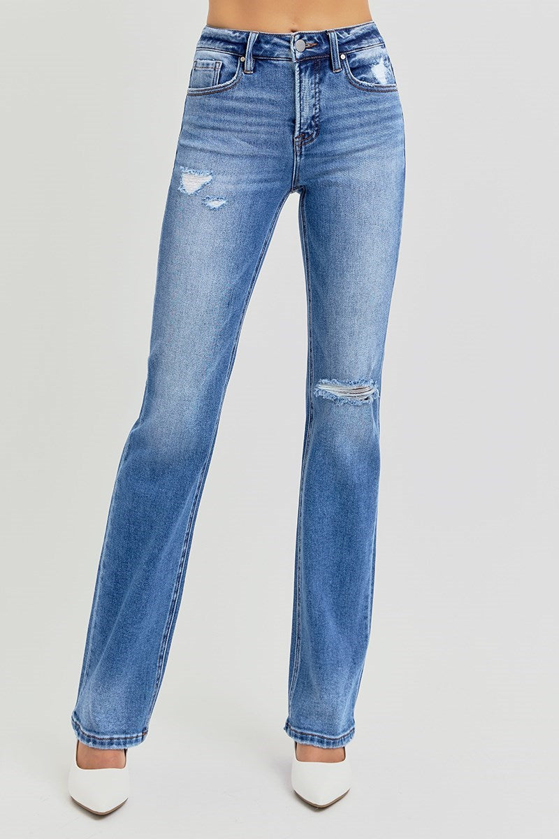 Downtown Distressed High Rise Ankle - Straight Leg Jeans