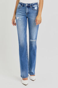 Downtown Distressed High Rise Ankle - Straight Leg Jeans