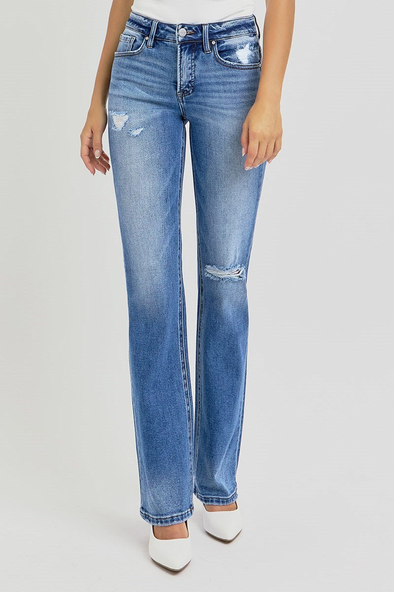 Downtown Distressed High Rise Ankle - Straight Leg Jeans