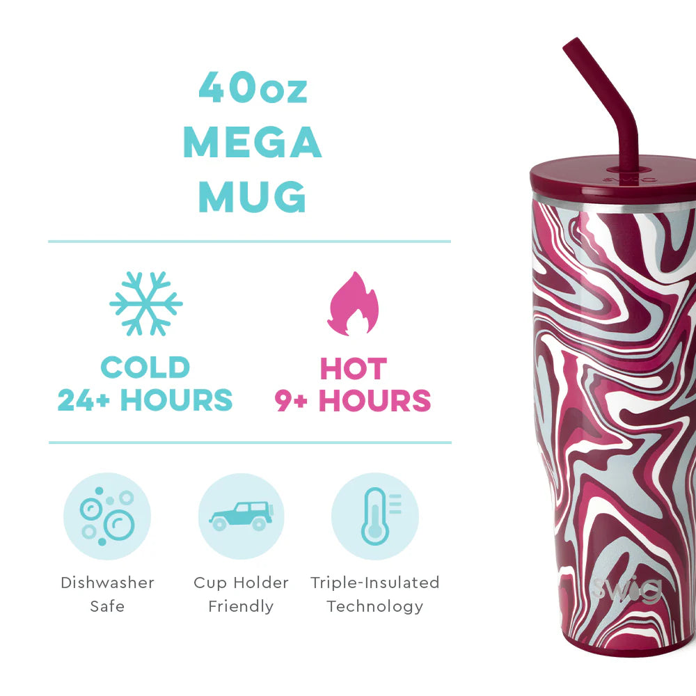 Swig Life Fanzone 40oz Mega Mug - Maroon & White Marble