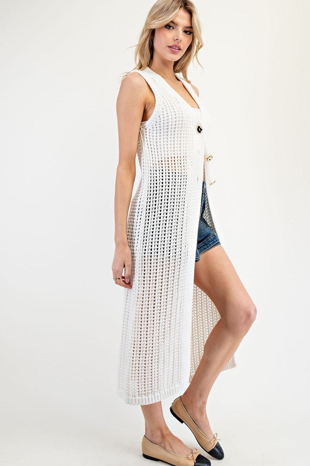 Effortless Ensemble Crochet Button Cardigan Vest