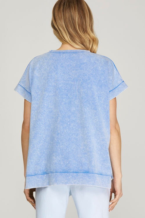 Cool For The Summer Crew neck Hi-Low Basic - Blue