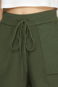 Staycation Knit Drawstring Shorts - Olive