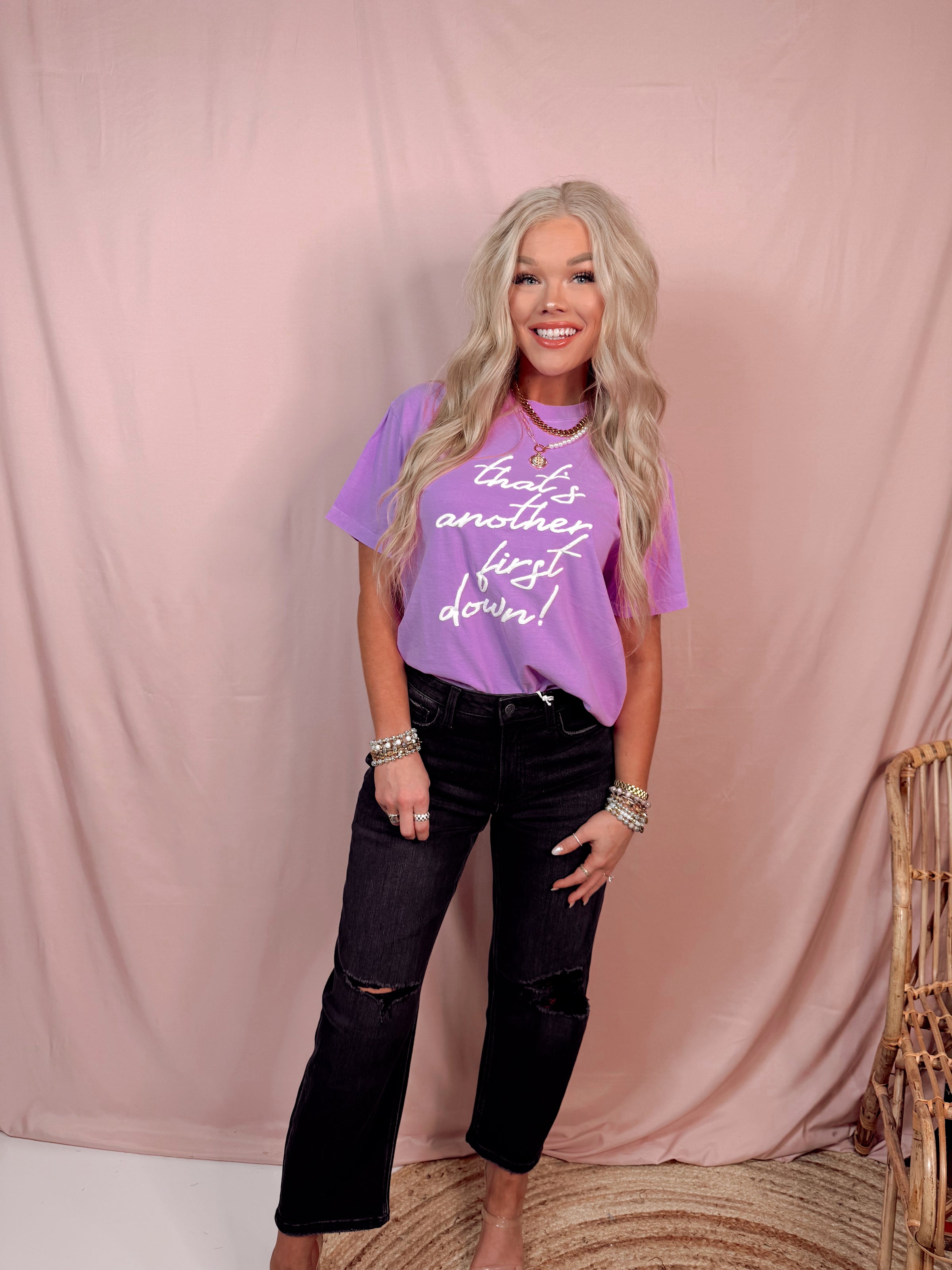 That's Another First Down Puff Print Graphic Tee