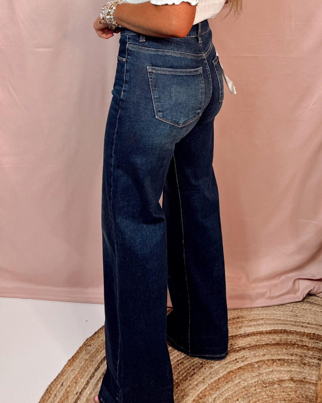 Dally Dark Wash - Tummy Control High Rise Cuffed Jeans