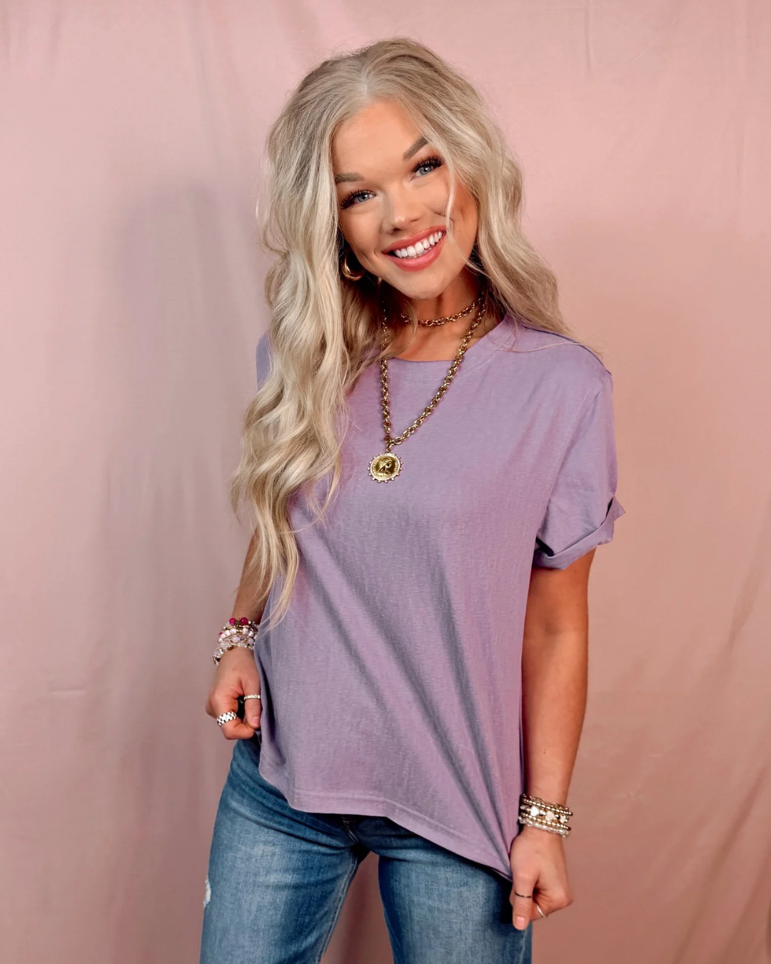 Bali Everyday Raw-Edge Basic Baby Tee - Plum