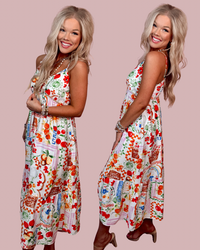 Sweet & Sunkissed Patterned Midi Dress