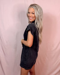 Front Runner Mineral Washed Tie Romper - in Black