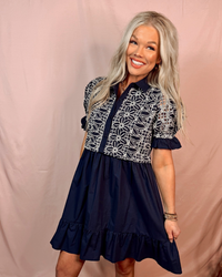 Ladylike Lace Detailed Ruffle Hem Dress