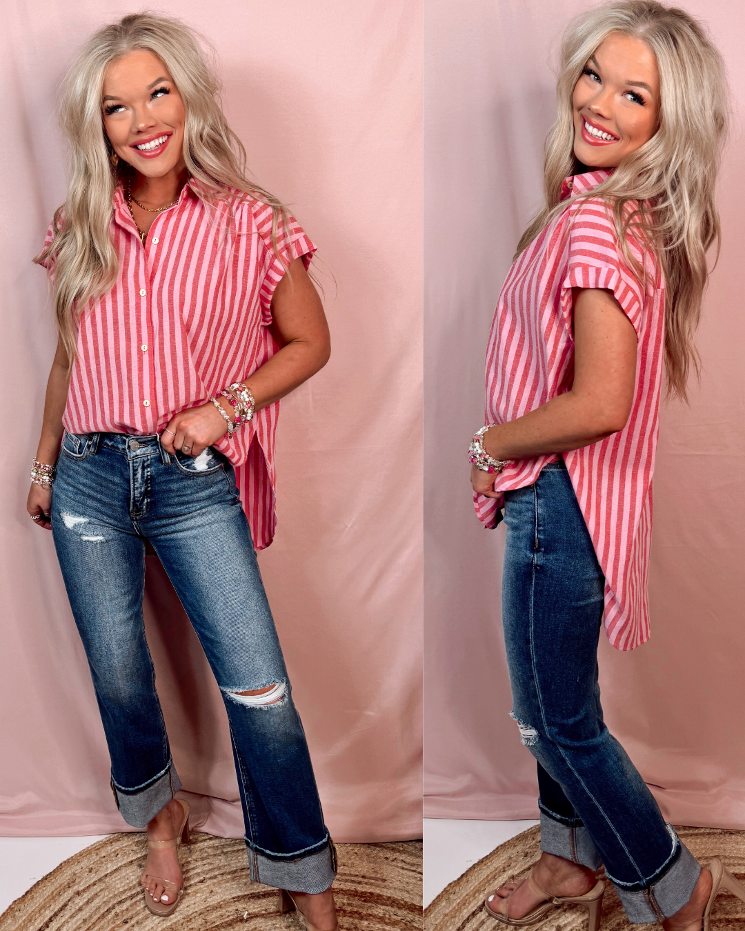 Downtown Distressed High Rise Ankle - Straight Leg Jeans