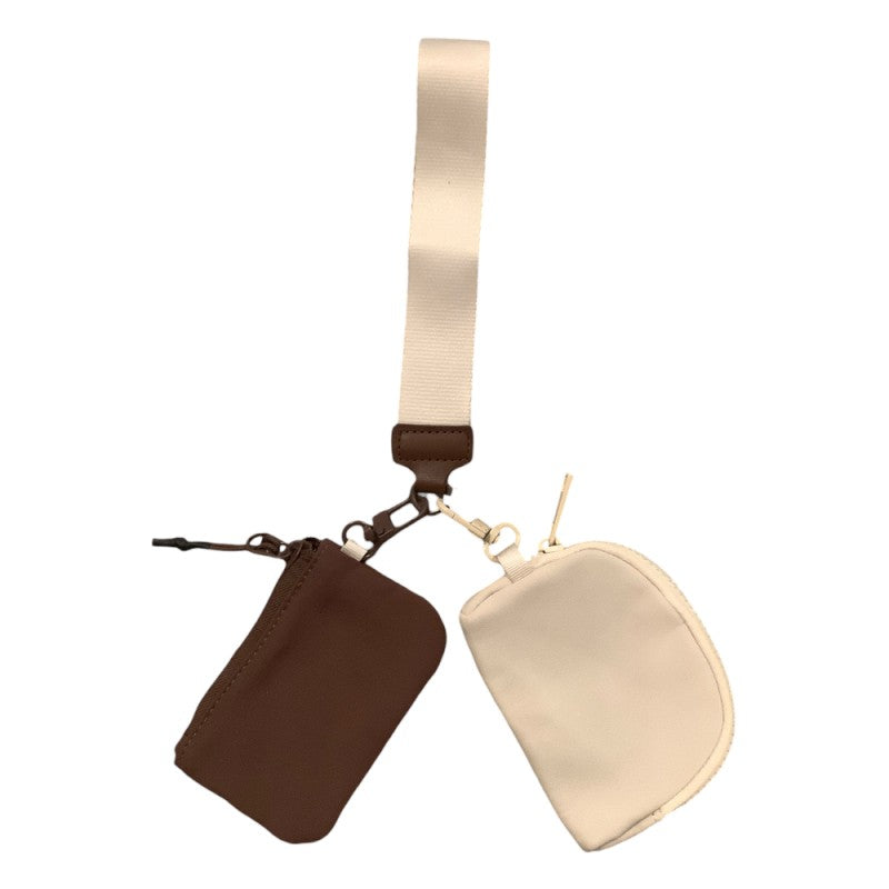 Lou Luxe 3-In-One Keychain Wristlet Pouch - Chocolate + Cream