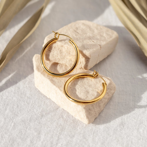 Staple 18K Gold Plated Water Resistant Hoops