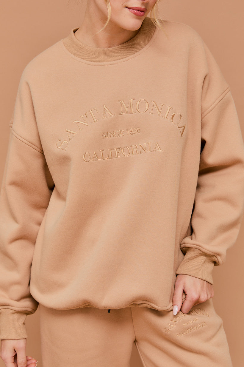 Santa Monica Embroidered Graphic Pullover Sweater