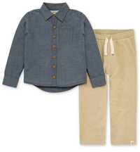 Chambray Button Down Shirt/Pant Set