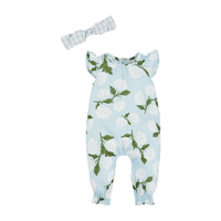 Hydrangea Floral Romper & Headband Bow Set