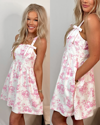 To The Courtyard Floral Mini Dress - Pink