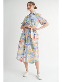 Scenes of Santorini Printed Mediterranean Midi Dress