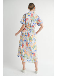 Scenes of Santorini Printed Mediterranean Midi Dress