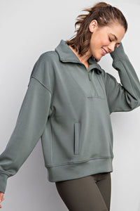 Go-To Butter Soft Mock Neck Pullover - Sage