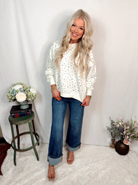 Ditzy Daisies Floral Pullover Top - Blue