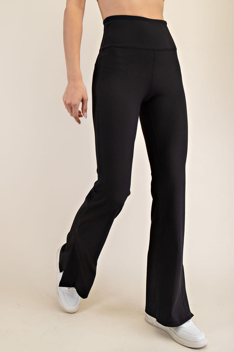 Nessa Nylon 2x2 Ribbed Activewear Flare Pant