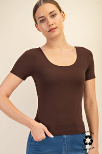 Everyday Butter Soft Scoop Neck Short Sleeve Top - Espresso
