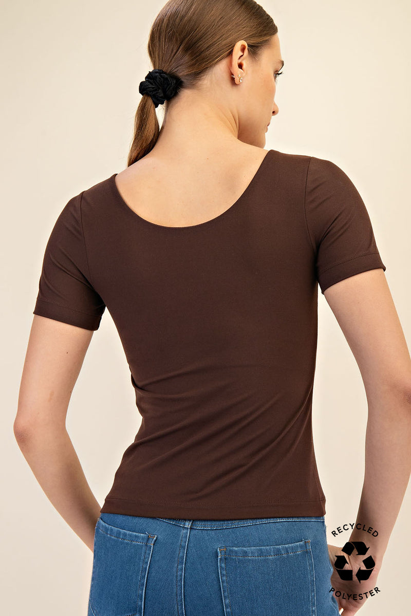 Everyday Butter Soft Scoop Neck Short Sleeve Top - Espresso