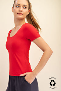 Everyday Butter Soft Scoop Neck Short Sleeve Top - True Red