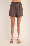 Care-Free Cool Girl Cargo Shorts - Espresso
